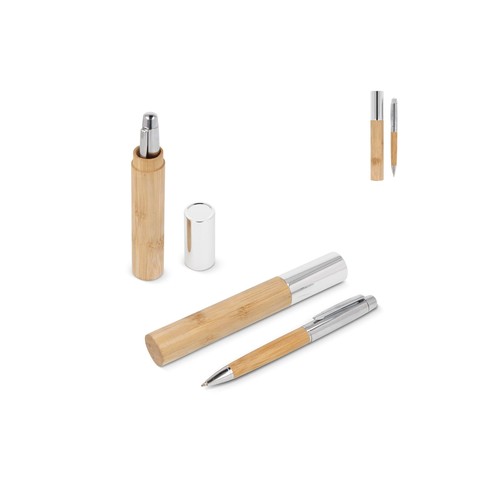 Stylo-bille en métal bambou dans un tube Stylo-bille en métal bambou dans un tube
