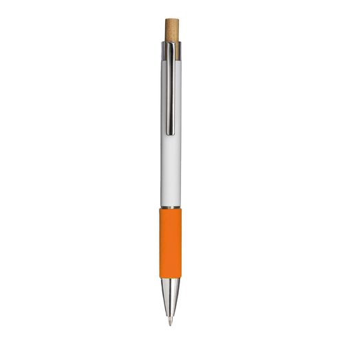 Boligrafo con pulsador de aluminio. Empunadura coloreada efecto aterciopelado Boligrafo con pulsador de aluminio. Empunadura coloreada efecto aterciopelado