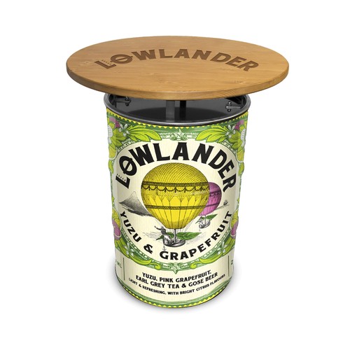 Barrel Table Full Colour with Pinewood Table Top