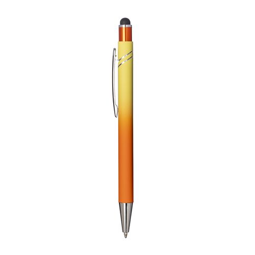 Penna a scatto in alluminio gommato. Fusto sfumato, clip e particolari metallizzati Penna a scatto in alluminio gommato. Fusto sfumato, clip e particolari metallizzati