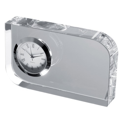 Elegante reloj decorativo en bloque de cristal. Elegante reloj decorativo en bloque de cristal.