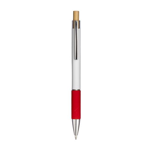Boligrafo con pulsador de aluminio. Empunadura coloreada efecto aterciopelado Boligrafo con pulsador de aluminio. Empunadura coloreada efecto aterciopelado