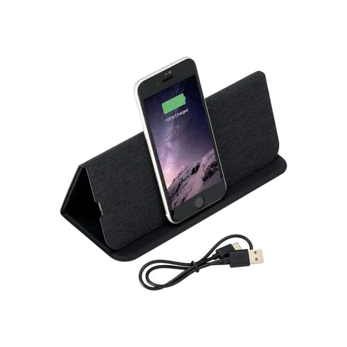 Mousepad and mobile phone holder in R-pet, with integrated wireless charger Mousepad and mobile phone holder in R-pet, with integrated wireless charger