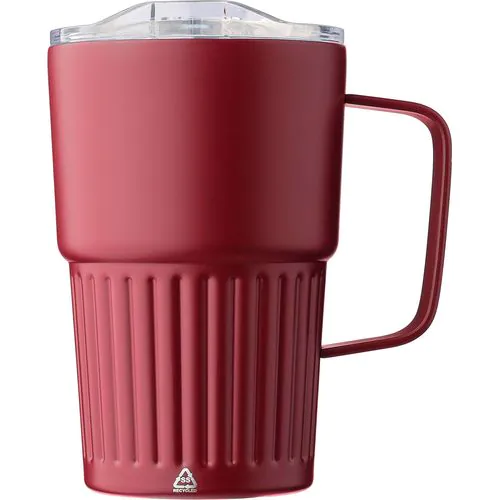 Recycled stainless steel double-walled travel mug (450 ml) Calo Recycled stainless steel double-walled travel mug (450 ml) Calo