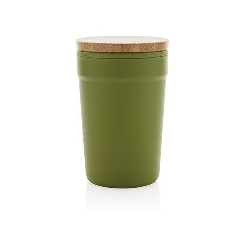 Mug 300ml en PP recyclé GRS avec couvercle en bambou Mug 300ml en PP recyclé GRS avec couvercle en bambou