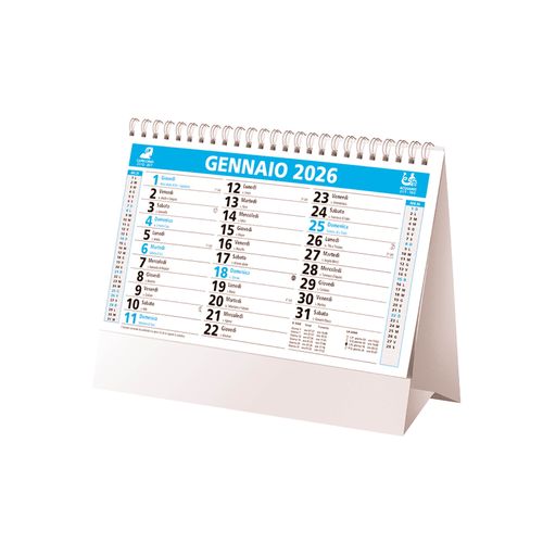 Calendario 2026 da tavolo mensile bicolore, 13 fogli su carta patinata opaca Calendario 2026 da tavolo mensile bicolore, 13 fogli su carta patinata opaca