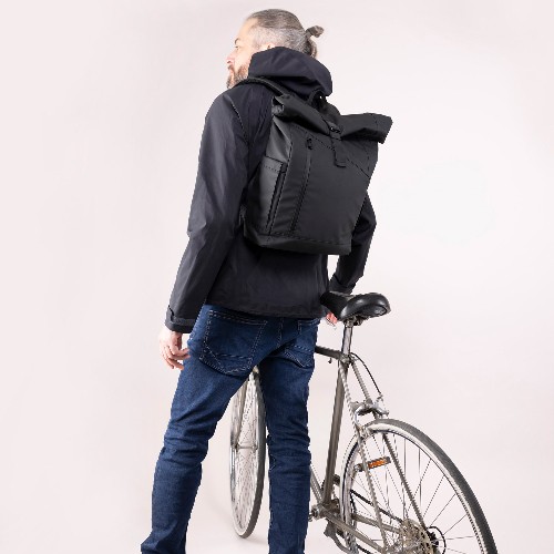 Troika Black Roll Top Backpack TROIKA BLACK ROLL TOP Troika Black Roll Top Backpack TROIKA BLACK ROLL TOP