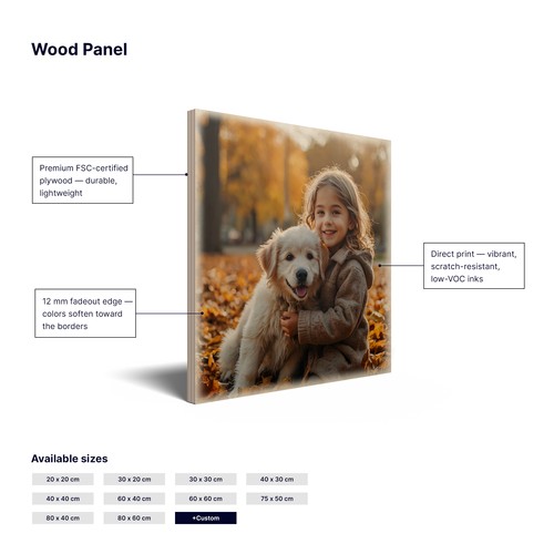 Custom Wood Panel Prints - Vintage Fade Edges, Made to Order Custom Wood Panel Prints - Vintage Fade Edges, Made to Order