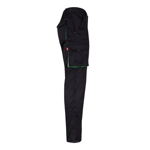 VL FIDES. Two-tone, multi-pocket stretch trousers (240g/m²), in cotton (46%), EME (38%) and polyester (16%)