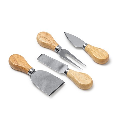 Cheese set with utensils in inox Zeke