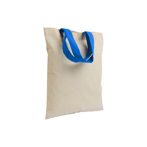 Mini sac à provisions en coton naturel recyclé de 140 g/m2 avec poignées colorées