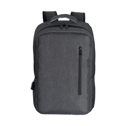 300D Polyester laptop backpack with 3 pockets. Laptop principal pocket and side pocket