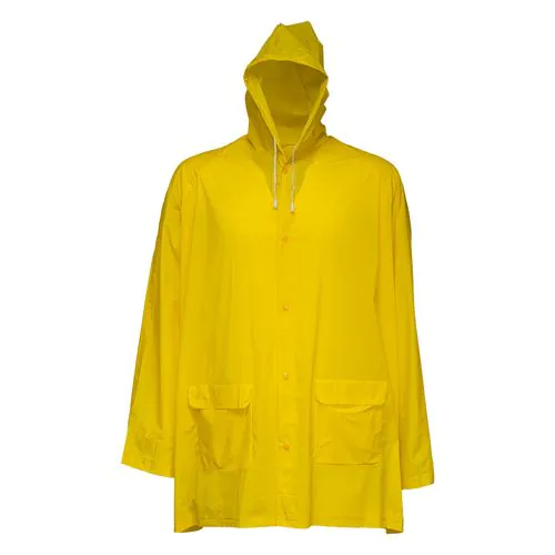 Embossed PVC (200 g) raincoat, supplied in a pocket-sized bag. One size Embossed PVC (200 g) raincoat, supplied in a pocket-sized bag. One size
