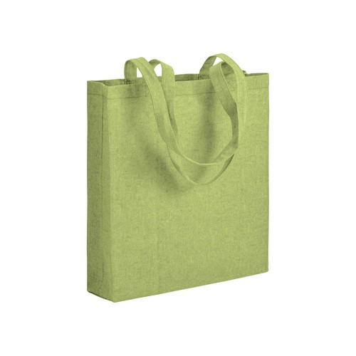 150 g/m2 recycled cotton shopping bag, melange effect, long handles and gusset 150 g/m2 recycled cotton shopping bag, melange effect, long handles and gusset