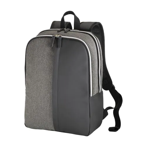 Laptop backpack in eco-leather and polycotton Laptop backpack in eco-leather and polycotton