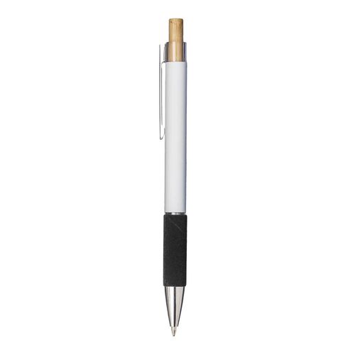Boligrafo con pulsador de aluminio. Empunadura coloreada efecto aterciopelado Boligrafo con pulsador de aluminio. Empunadura coloreada efecto aterciopelado