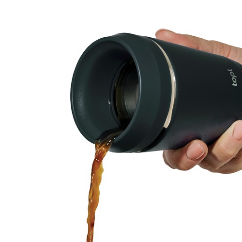 Topl Recycled Staal To Go beker gepatenteerd 360 Lid 235ml