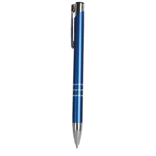 Metal snap pen with 3-ring decoration and chromed details Metal snap pen with 3-ring decoration and chromed details