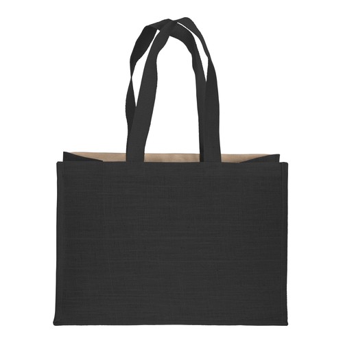 280 g/m2 cotton shopping bag with jute details, long handles and gusset