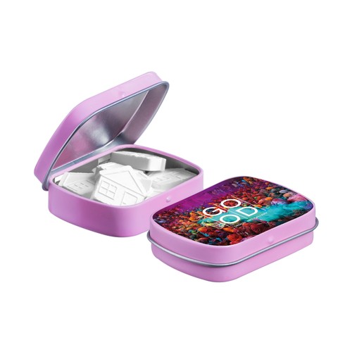 Mini hinged tin with shape mints Mini hinged tin with shape mints