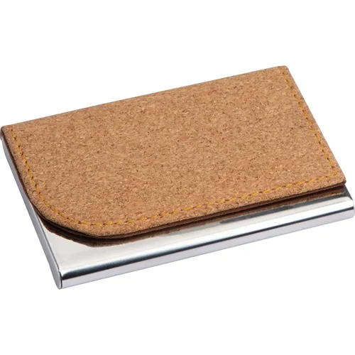 Metal business card holder with cork surface Metal business card holder with cork surface