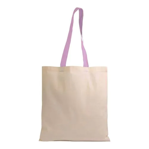 135 g/m2 natural cotton shopping bag with coloured long handles 135 g/m2 natural cotton shopping bag with coloured long handles