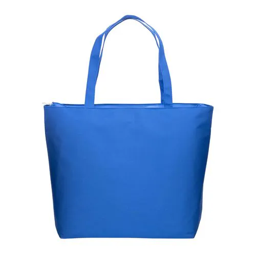 300D polyester beach bag with long handles and zip closure