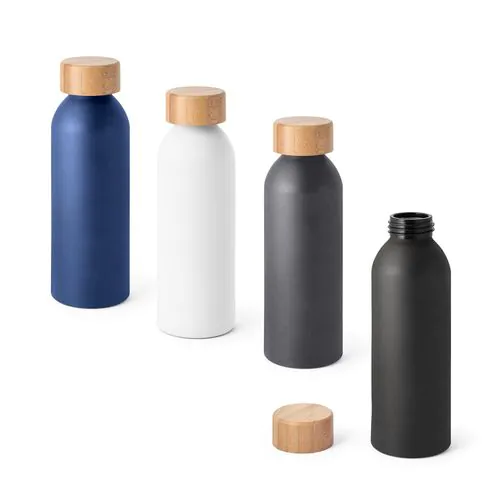 QUETA. Bouteille 550mL en aluminium avec bouchon en bambou QUETA. Bouteille 550mL en aluminium avec bouchon en bambou