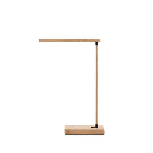 MOREY. Inklapbare bureaulamp met 15W supersnelle draadloos oplader in bamboe MOREY. Inklapbare bureaulamp met 15W supersnelle draadloos oplader in bamboe