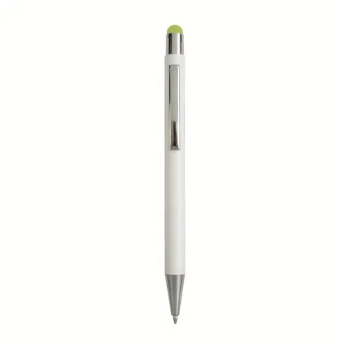 Aluminum push button ball pen with colored touch screen and laser engraved logo