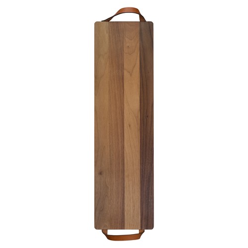 Tagliere in noce con manici in cuoio 69x19 cm