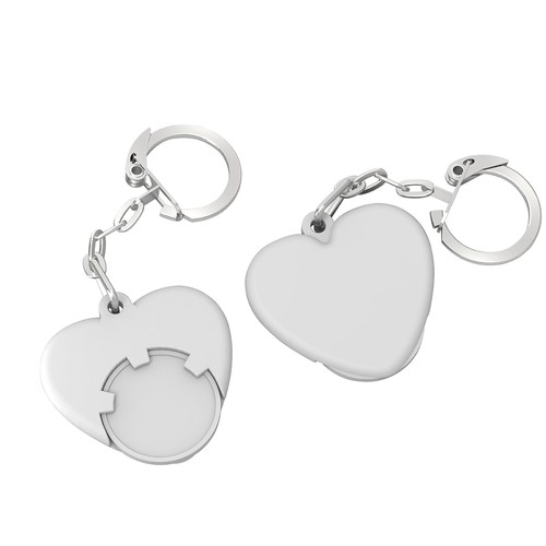 Portagettone con gettone per carrello 1€ "cuore" Portagettone con gettone per carrello 1€ "cuore"