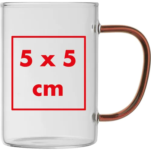 glass mug with coloured handle