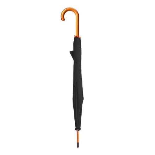 Umbrella with curved wooden shaft and grip