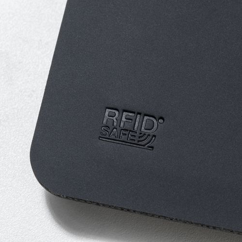 Anti-RFID card holder made of soft PU. With six card compartments and RFID logo