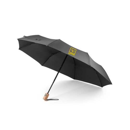 RIVER. Telescopic umbrella in 190T recycled polyester (100% rPET) pongee with automatic opening and closing
