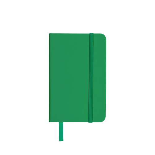 PU notebook with coloured elastic, ruled sheets (80 pages), satin bookmark
