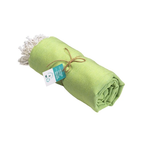 Recycled cotton fringed beach towel, size 90x170 cm
