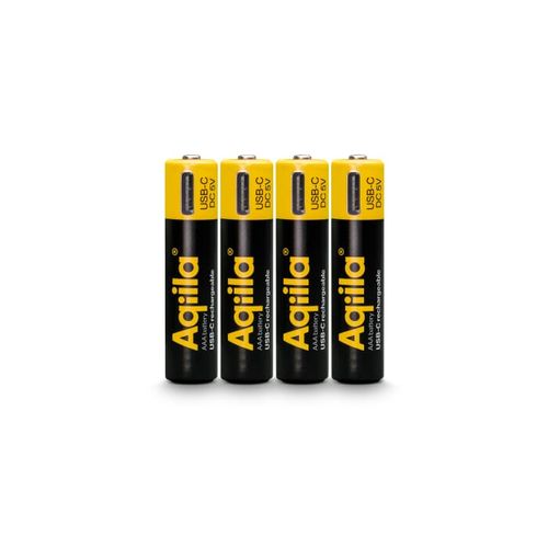 Piles rechargeables Aqiila AAA USB-C 600 mAh, lot de 4