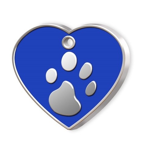 MEDAILLE COEUR GRAND BLEU AVEC PATTE