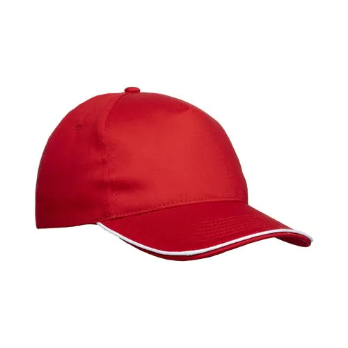 Casquette en coton 5 panneaux, visière sandwich contrasté avec fermeture velcro Casquette en coton 5 panneaux, visière sandwich contrasté avec fermeture velcro