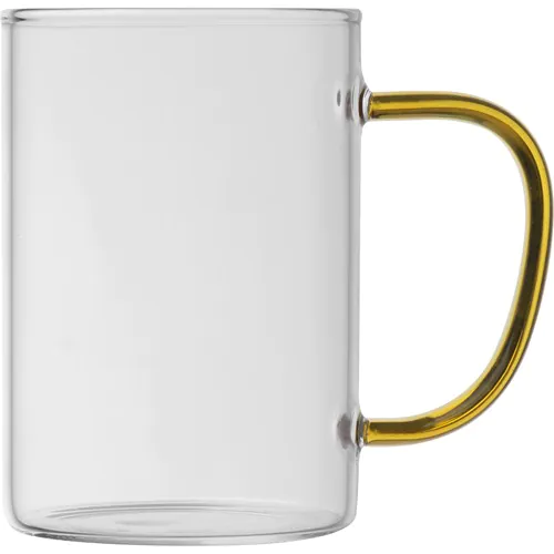 glass mug with coloured handle glass mug with coloured handle