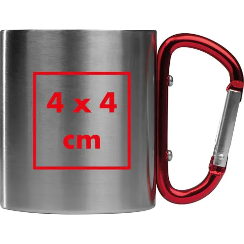 Taza de metal con mosquetón