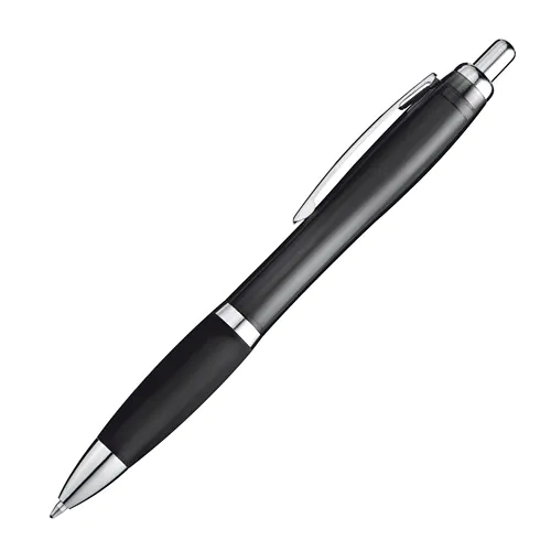 Transparent ball pen with rubber grip Transparent ball pen with rubber grip