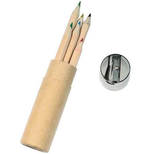 6 lápices hexagonales de color con sacapuntas