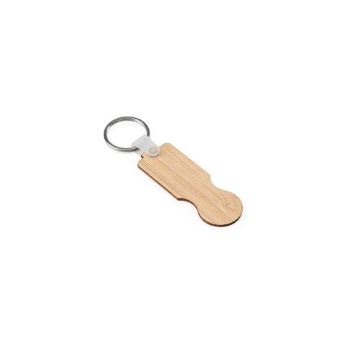 SHOPZ. Porte-clés en bambou avec extrémité en forme de pièce de monnaie SHOPZ. Porte-clés en bambou avec extrémité en forme de pièce de monnaie
