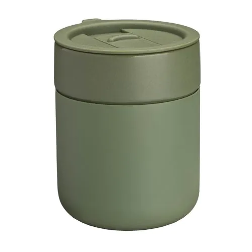 300 ml silicone-coated ceramic mug. Removable PP cap with sliding opening