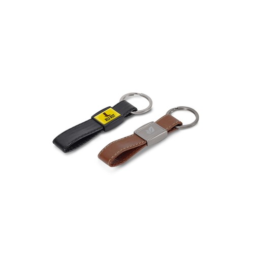 Keyring Metal, real leather
