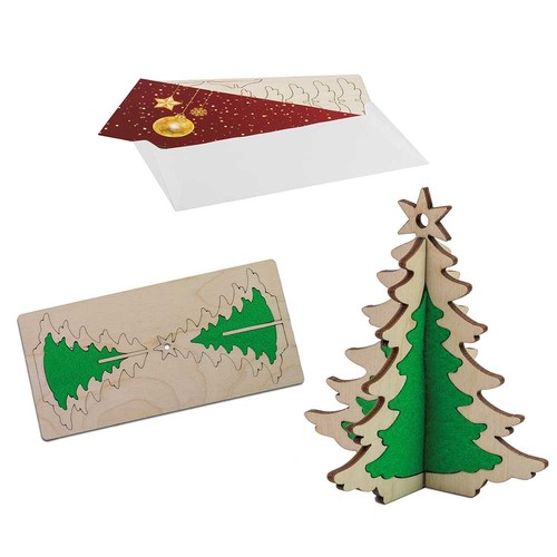 3D wooden-puzzle card - fir tree wood-felt 3D wooden-puzzle card - fir tree wood-felt