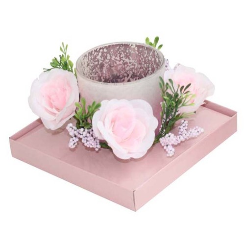 CANDELA BICCHIERE FIORI ROSA - 135x135 CANDELA BICCHIERE FIORI ROSA - 135x135